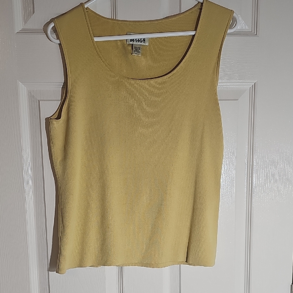 Vintage Chicos 2 Piece Suede Tank and Button-Up Blouse Size 2 Yellow - Picture 8 of 13
